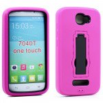 Wholesale Alcatel One Touch Fierce 2 7040 Armor Hybrid Kickstand Case (Hot Pink)